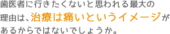 八潮市にあるなかつか歯科医院は、歯医者に行きたくないと思われる最大の理由は、治療は痛いというイメージがあるからだと考えております。